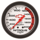 2-5/8" Nitrous Trykk, 0-2000 Psi, Chevy Red Bowtie, White