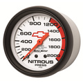 2-5/8" Nitrous Trykk, 0-2000 Psi, Chevy Red Bowtie, White