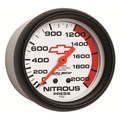 2-5/8" Nitrous Trykk, 0-2000 Psi, Chevy Red Bowtie, White
