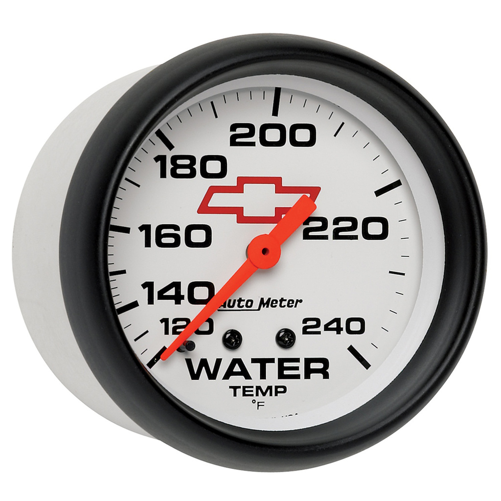 2-5/8" Vanntemperatur, 120-240 °F, Chevy Red Bowtie, White