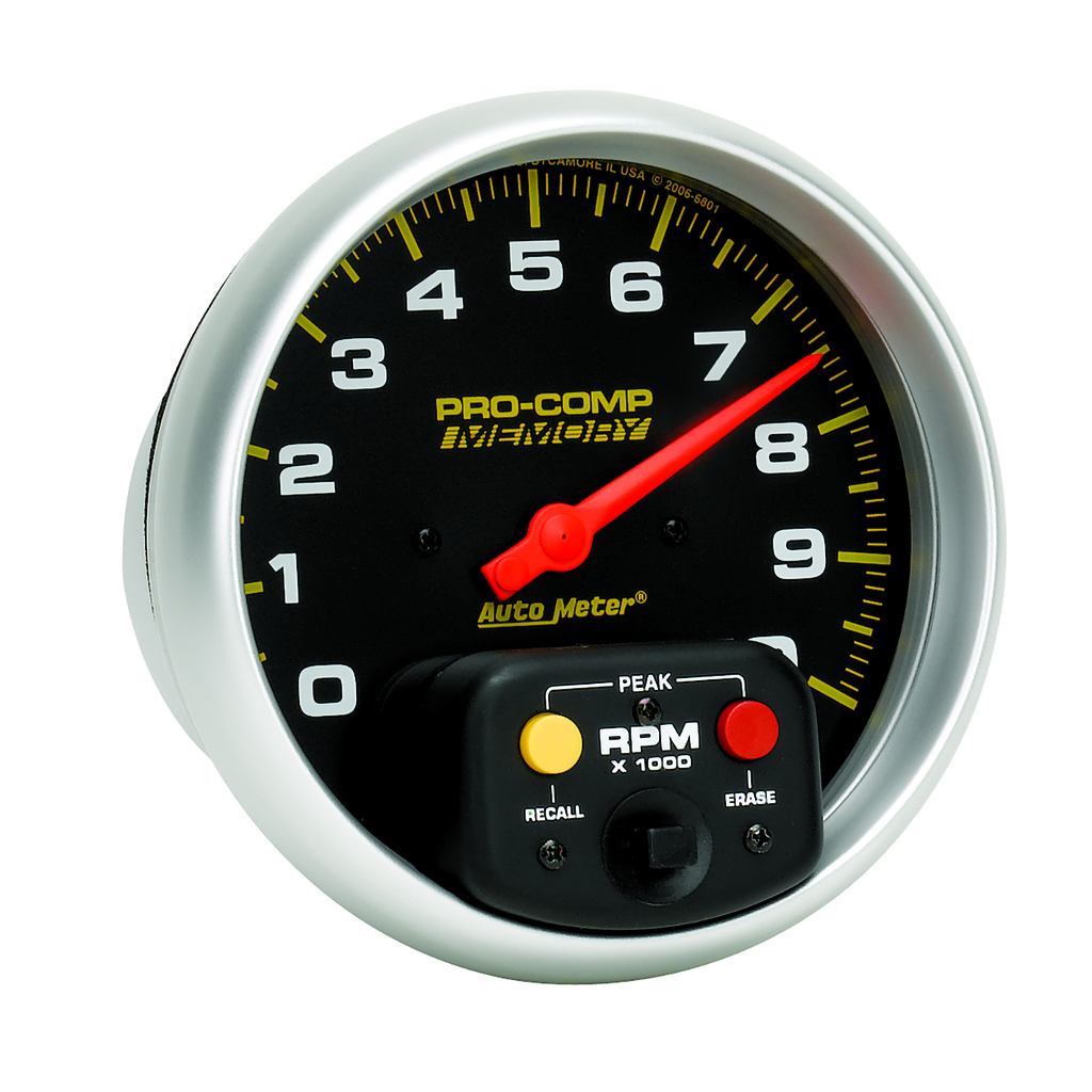 Turteller, 5", 0-10,000 Rpm, In-Dash W/Peak Memory, Pro-Comp
