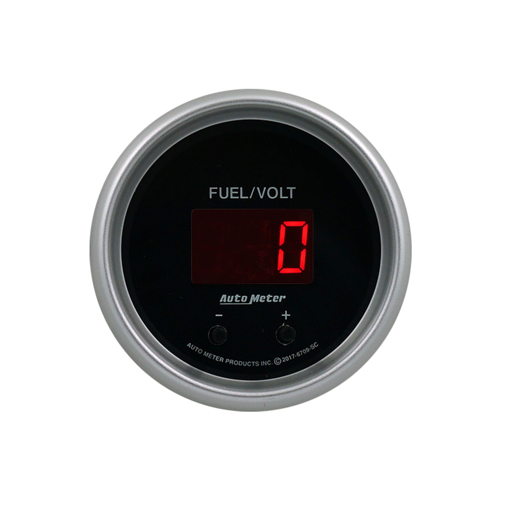 2-1/16" Two Channel Fuel Level / Voltmeter, 0-100%/8-18v, Sport-Comp Elite Digital