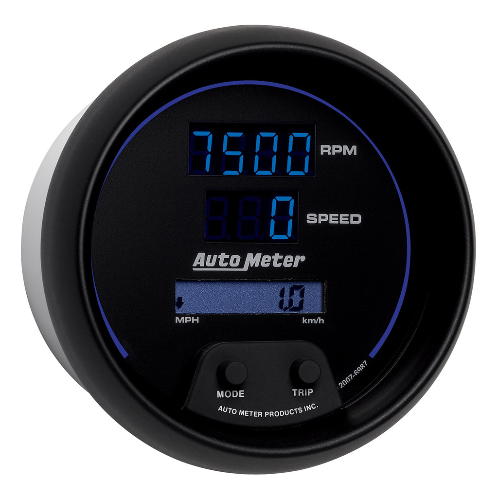 3-3/8" Turteller/Speedometer Combo, 10k Rpm/260 Mph/260 Km/H, Cobalt Digital