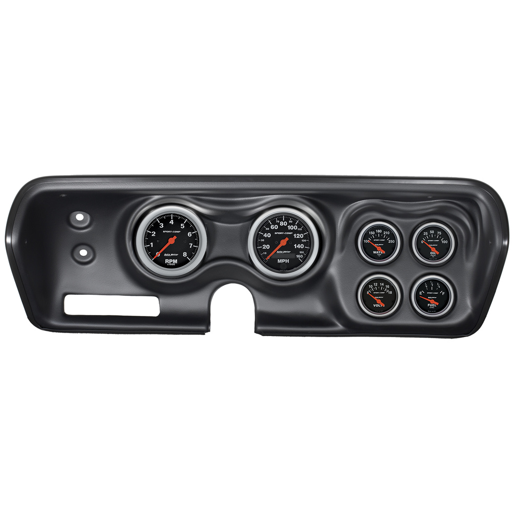 6-målers tilpasset dashbordsett, B-Body / Chrgr / Gtx / Road Runner / Sat 71-74, Sport-Comp