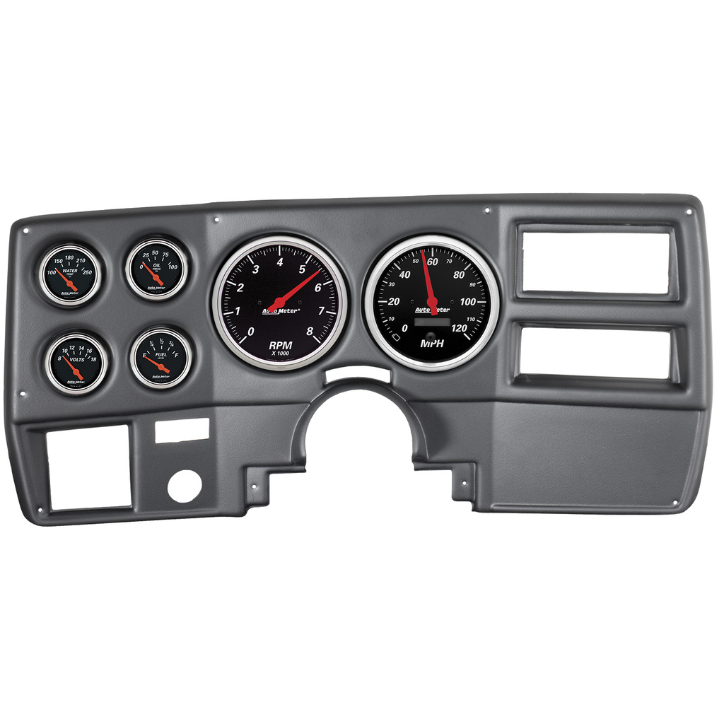 6-målers tilpasset dashbordsett, Chevy Truck / Suburban 73-83, Designer Black