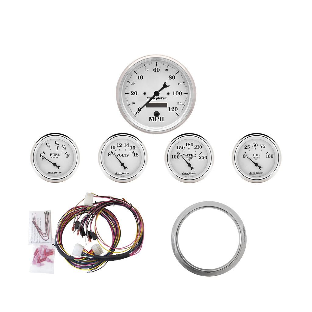 5-målers tilpasset dashbordsett, Chevy Car 59-60, Old Tyme White