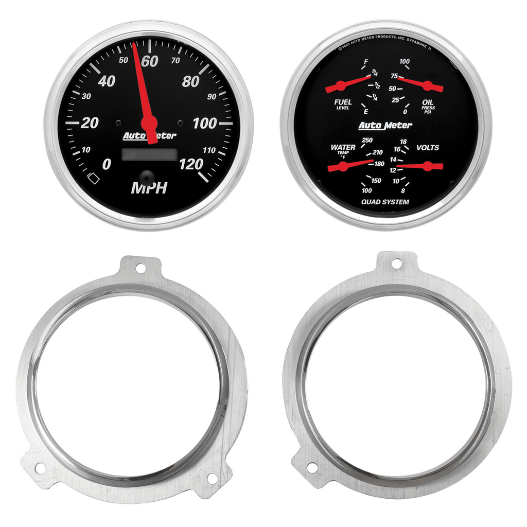 2 Gauge Direct Fit Dash Kit, Chevy Car 51-52, 2 Gauge,  Designer Black
