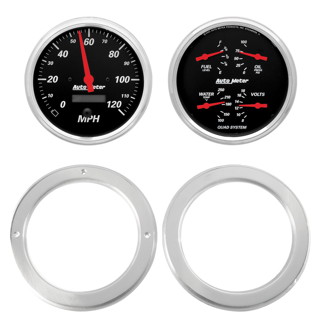 2 Gauge Direct Fit Dash Kit, Chevy Truck 54-55, 2 Gauge,  Designer Black
