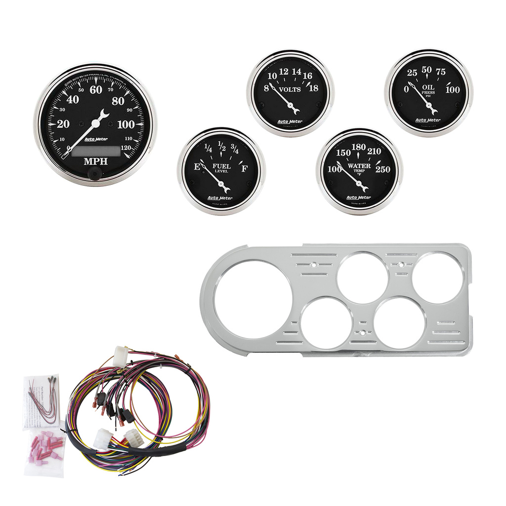 5-målers tilpasset dashbordsett, Ford Truck 48-50, Old Tyme Black