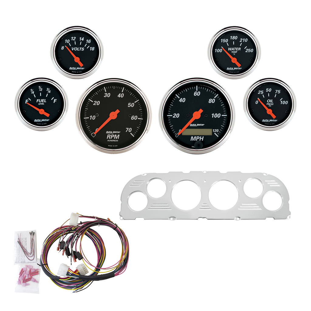 6-målers tilpasset dashbordsett, Chevy Truck 60-63, Designer Black