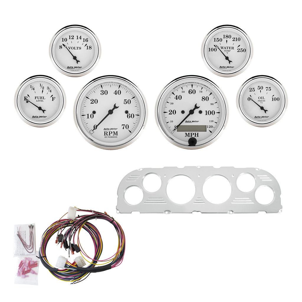 6-målers tilpasset dashbordsett, Chevy Truck 60-63, Old Tyme White