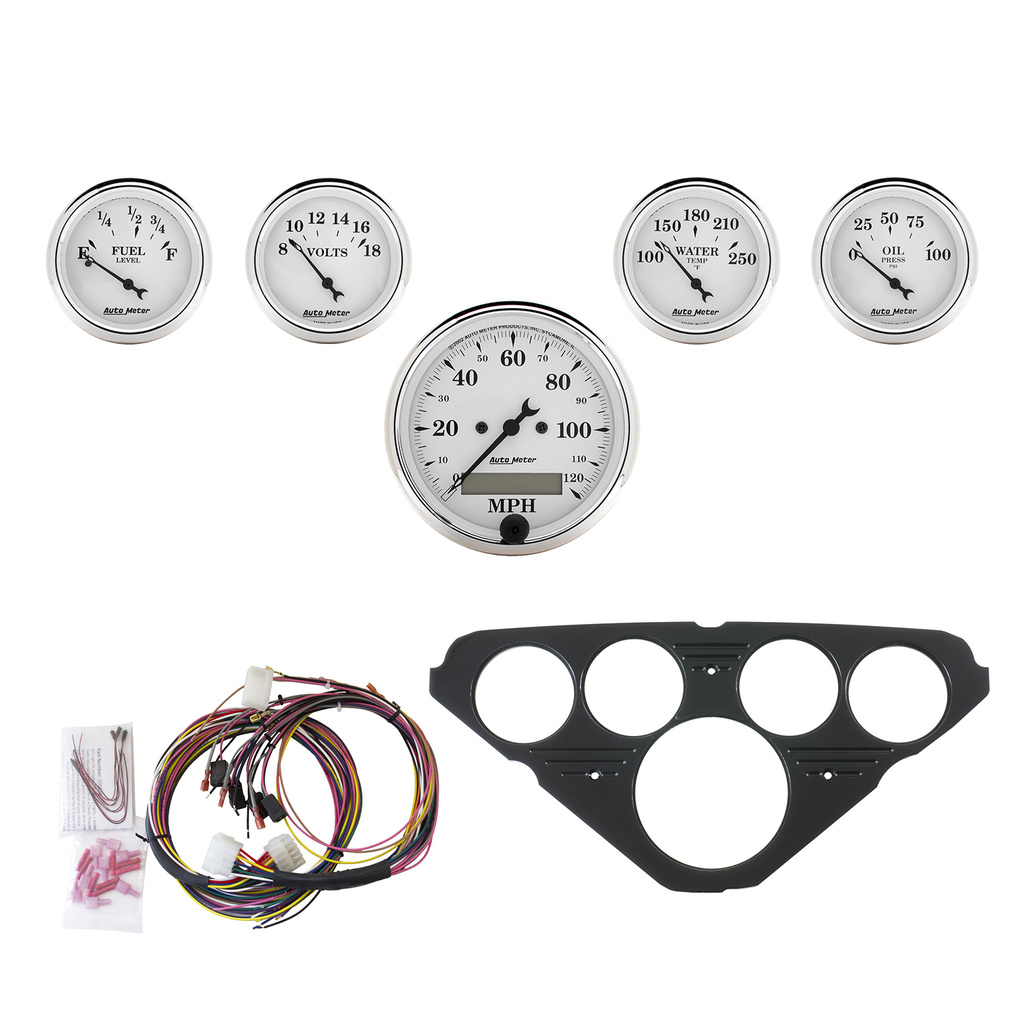 5-målers tilpasset dashbordsett, Chevy Truck 55-59, Old Tyme White