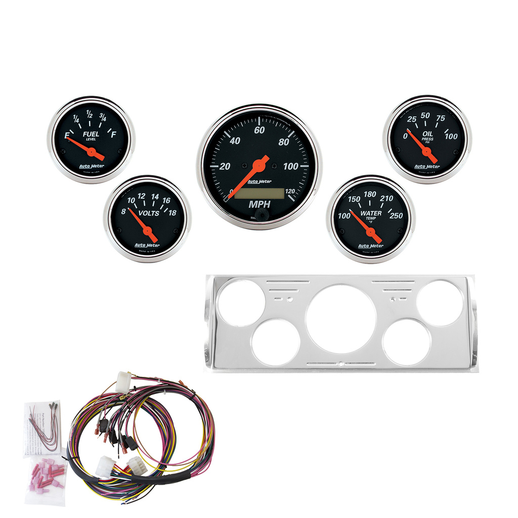 5-målers tilpasset dashbordsett, Chevy Truck 40-46, Designer Black