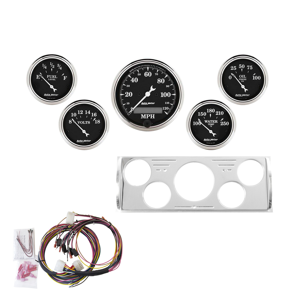 5-målers tilpasset dashbordsett, Chevy Truck 40-46, Old Tyme Black