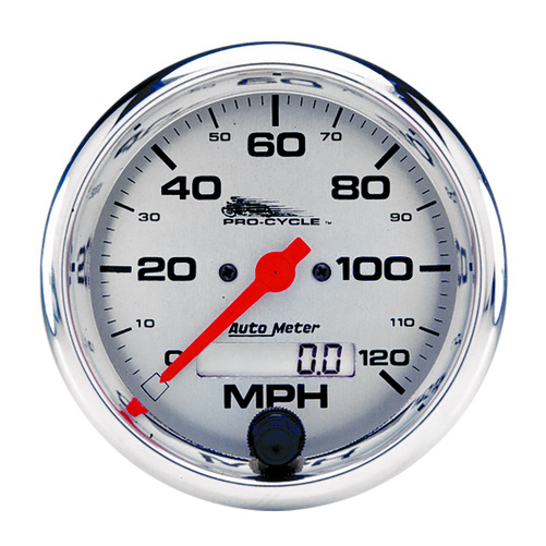 3-3/4" Hastighetsmåler, 0-120 Mph, Silver, Pro-Cycle