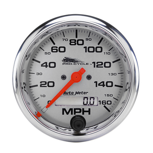 3-3/4" Hastighetsmåler, 0-160 Mph, Silver, Pro-Cycle