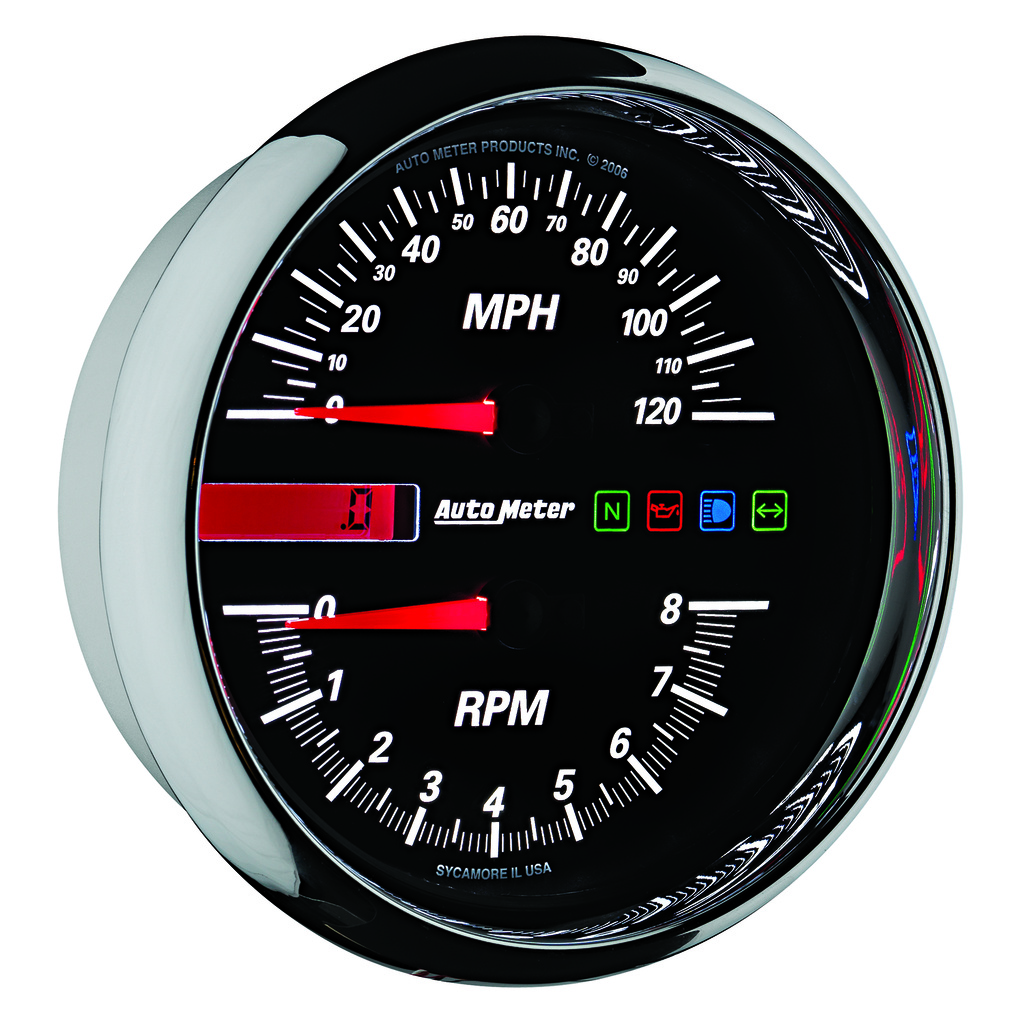 5" Direct Fit Turteller/Speedometer Combo, 8k Rpm/120 Mph, Black, Pro-Cycle