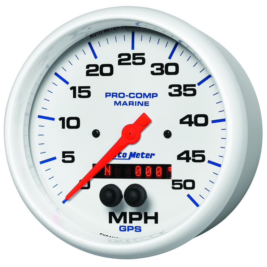 5" Gps Hastighetsmåler, 0-50 Mph, Marine White