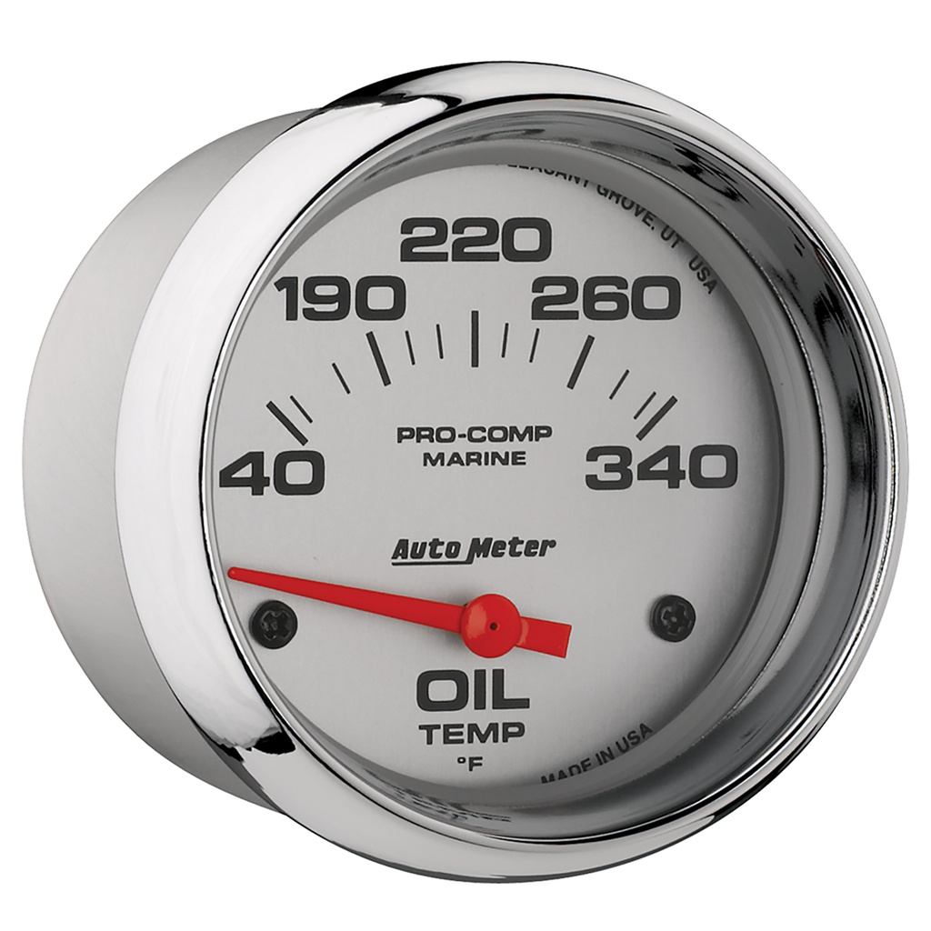 2-5/8" Oljetemperatur, 140-340 °F, Marine Chrome Ultra-Lite