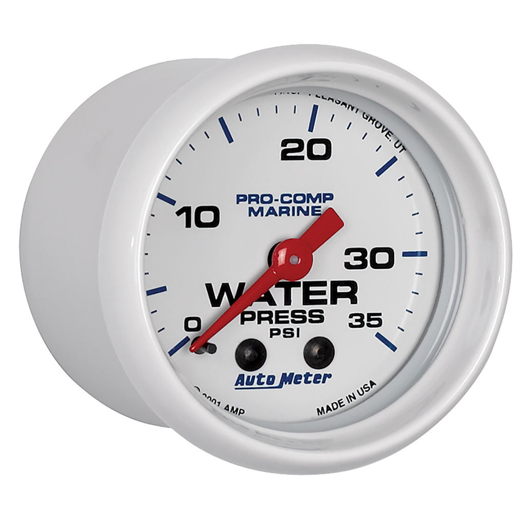 2-1/16" Water Trykk, 0-35 Psi, Marine White