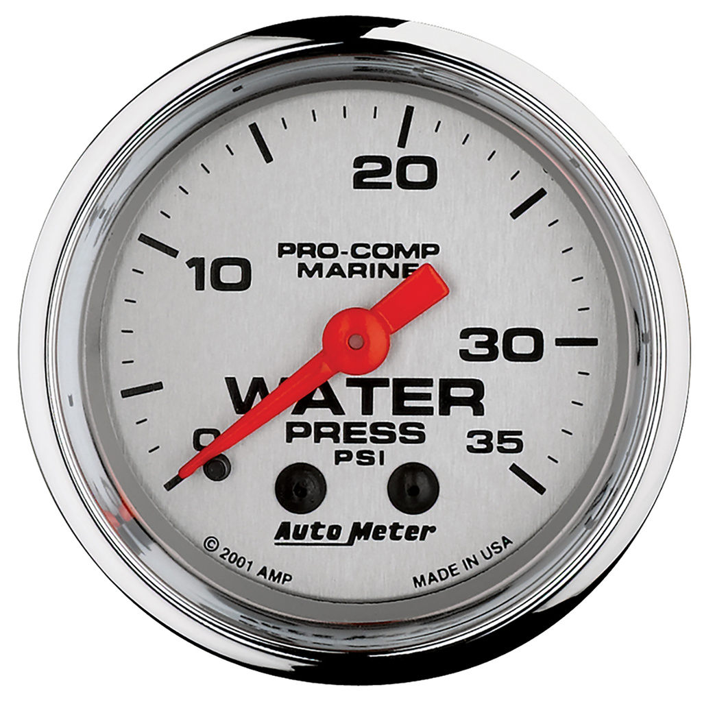 2-1/16" Water Trykk, 0-35 Psi, Marine Chrome Ultra-Lite