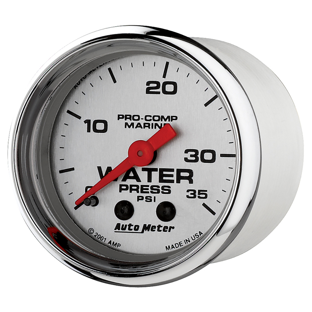 2-1/16" Water Trykk, 0-35 Psi, Marine Chrome Ultra-Lite