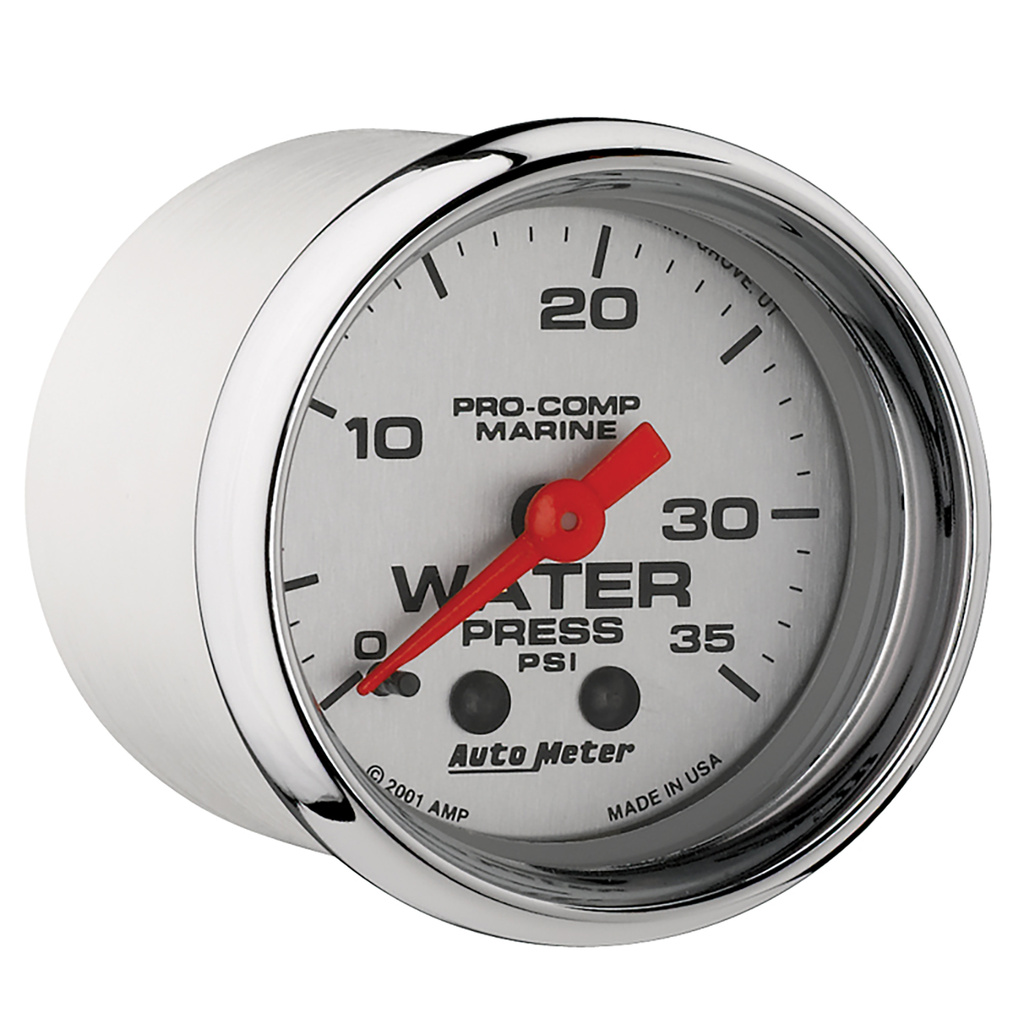 2-1/16" Water Trykk, 0-35 Psi, Marine Chrome Ultra-Lite