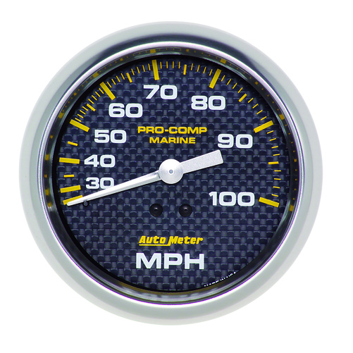 3-3/8" Mechanical Hastighetsmåler, 0-100 Mph, Marine Carbon Fiber