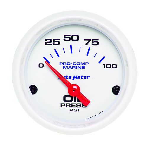 2-1/16" Oljetrykk, 0-100 Psi, Marine White