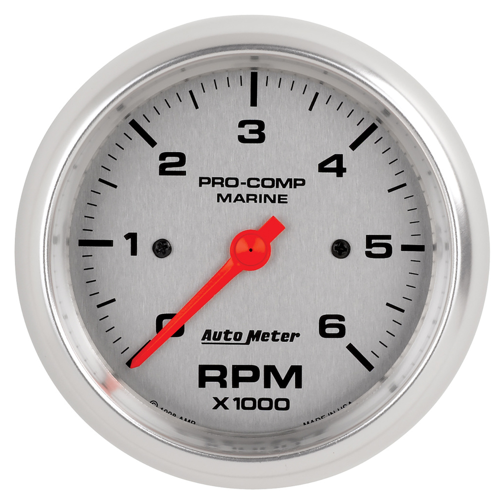 3-3/8" In-Dash Turteller, 0-6,000 Rpm, Marine Silver Ultra-Lite