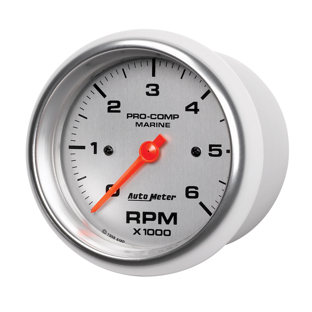 3-3/8" In-Dash Turteller, 0-6,000 Rpm, Marine Silver Ultra-Lite