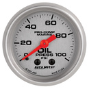 2-1/16" Oljetrykk, 0-100 Psi, Marine Silver Ultra-Lite