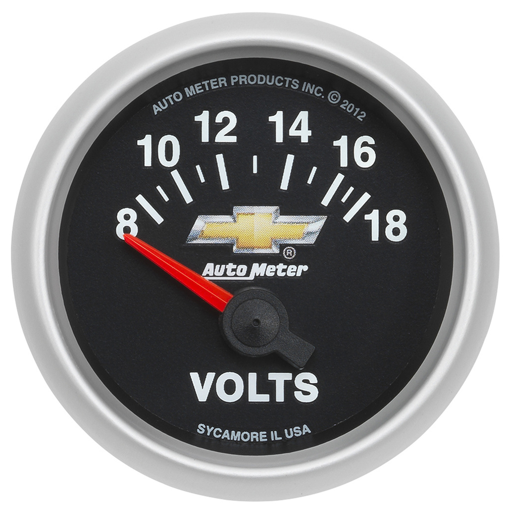 2-1/16" Voltmeter, 18v, Electric, Chevy Gold Bowtie