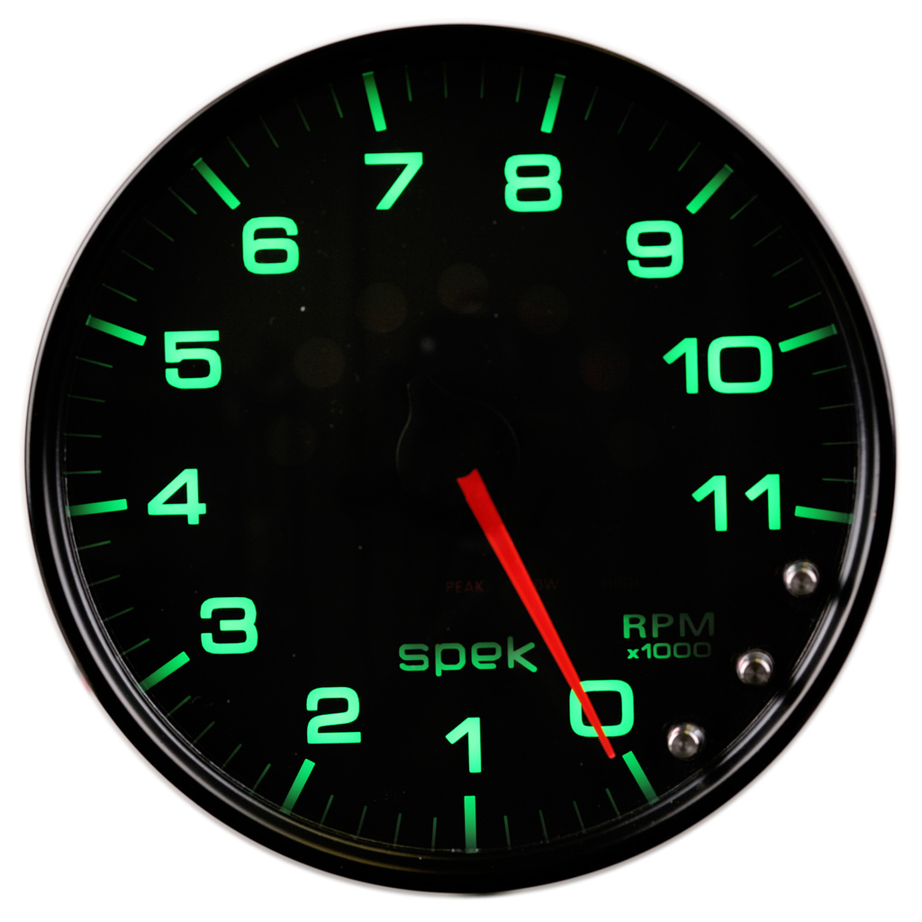 5" In-Dash Turteller, 0-11,000 Rpm, Spek-Pro, Black/Black