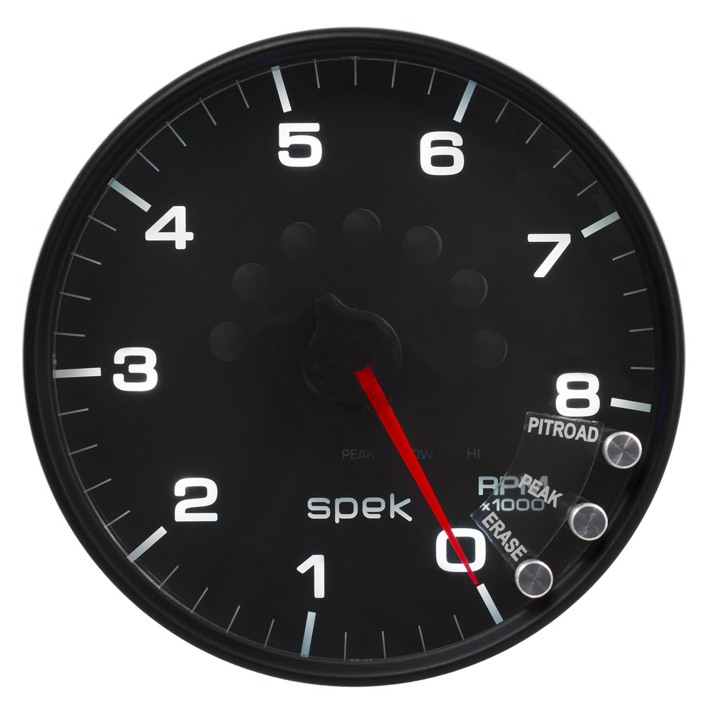 5" In-Dash Turteller, 0-8,000 Rpm, Spek-Pro, Black/Black