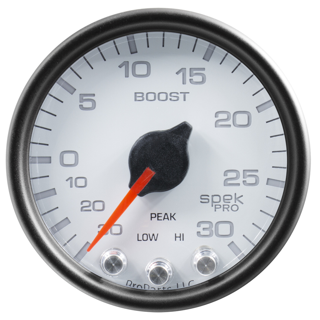 2-1/16" Boost/Vakuum, 30 In Hg/30 Psi, Spek-Pro, White/Black