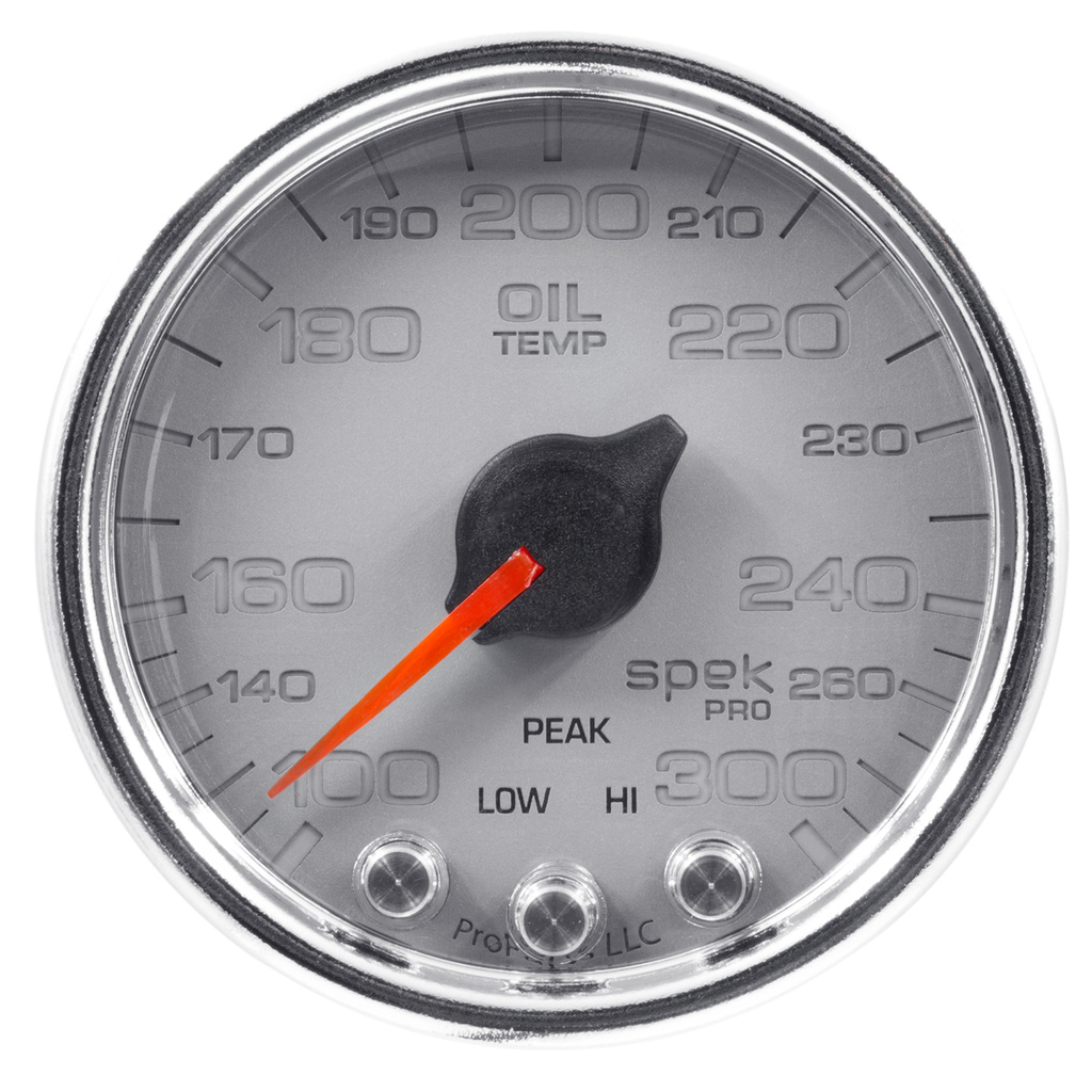 2-1/16" Oljetemperatur, 100-300 °F, Spek-Pro, Silver/Chrome