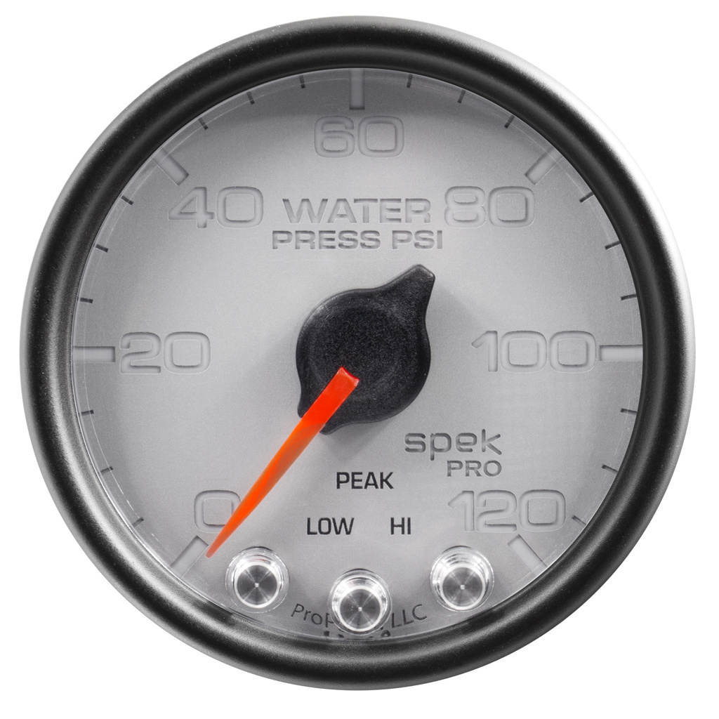 2-1/16" Water Trykk, 0-120 Psi, Spek-Pro, Silver/Black