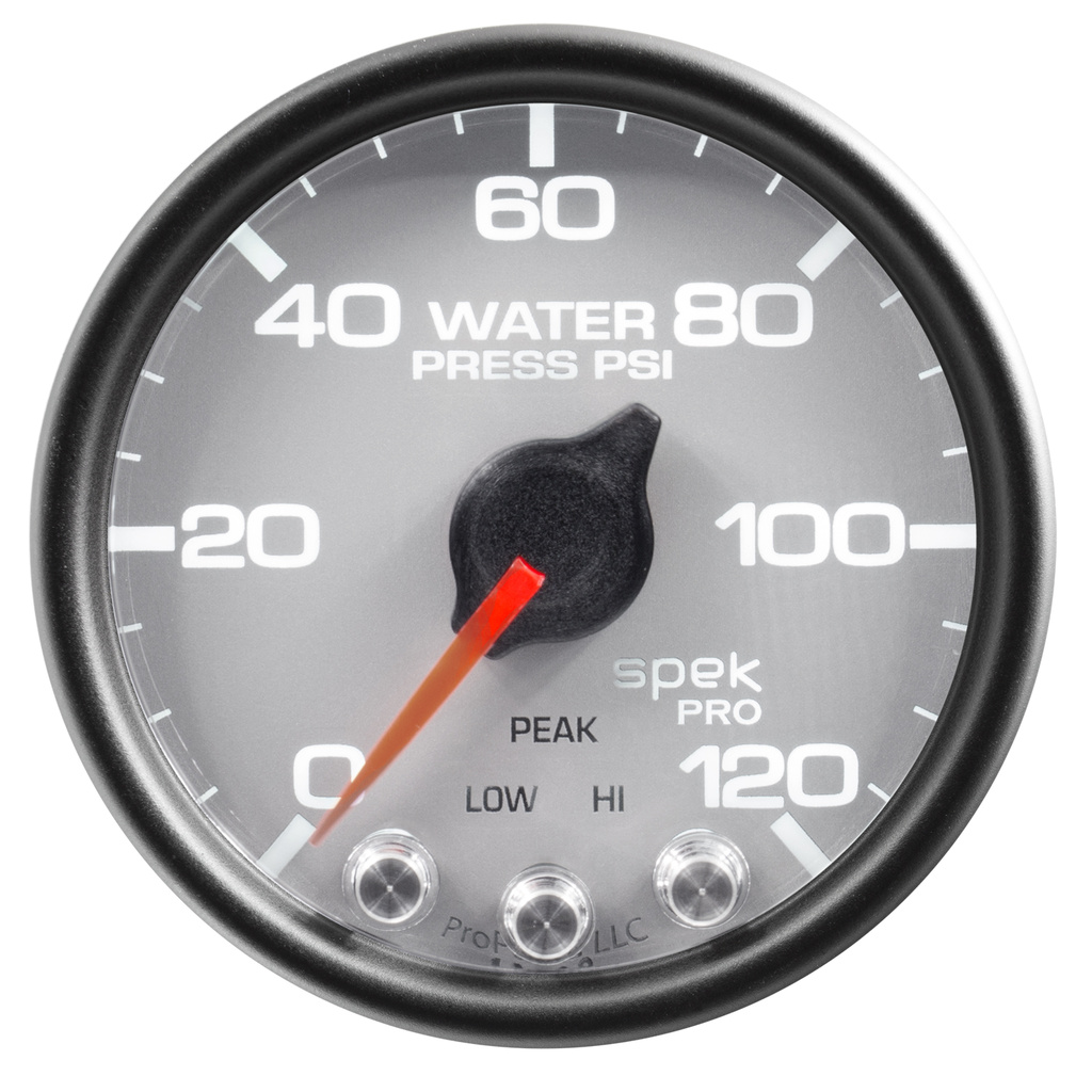 2-1/16" Water Trykk, 0-120 Psi, Spek-Pro, Silver/Black