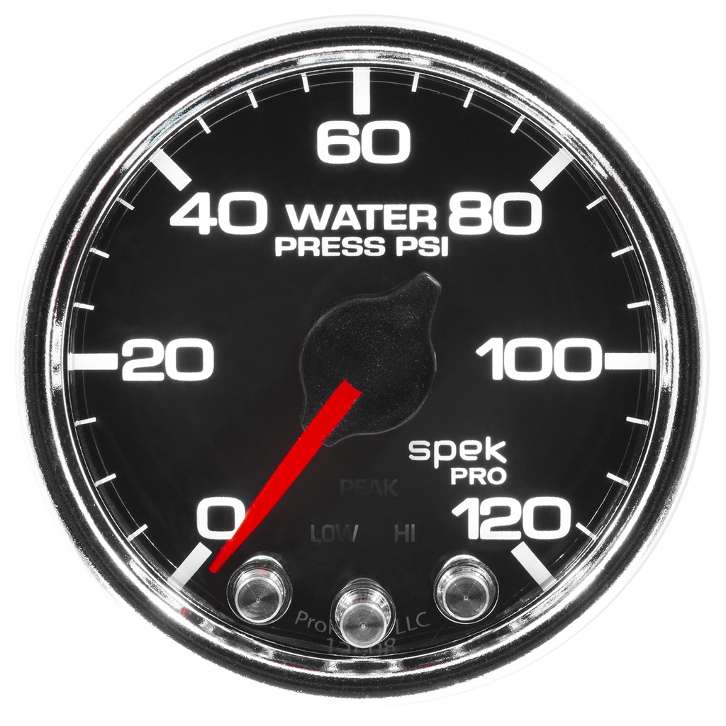 2-1/16" Water Trykk, 0-120 Psi, Spek-Pro, Black/Chrome