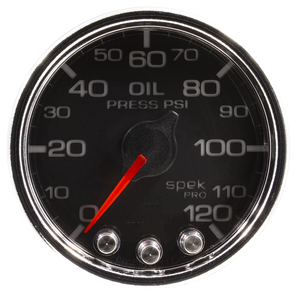 2-1/16" Oljetrykk, 0-120 Psi, Spek-Pro, Black/Chrome