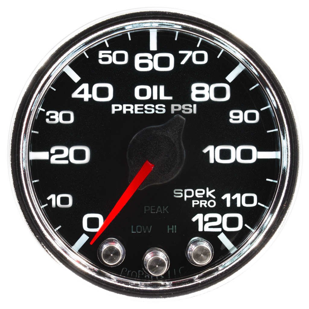 2-1/16" Oljetrykk, 0-120 Psi, Spek-Pro, Black/Chrome