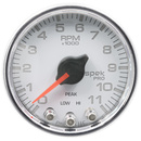 2-1/16" In-Dash Turteller, 0-11,000 Rpm, Spek-Pro, White/Chrome