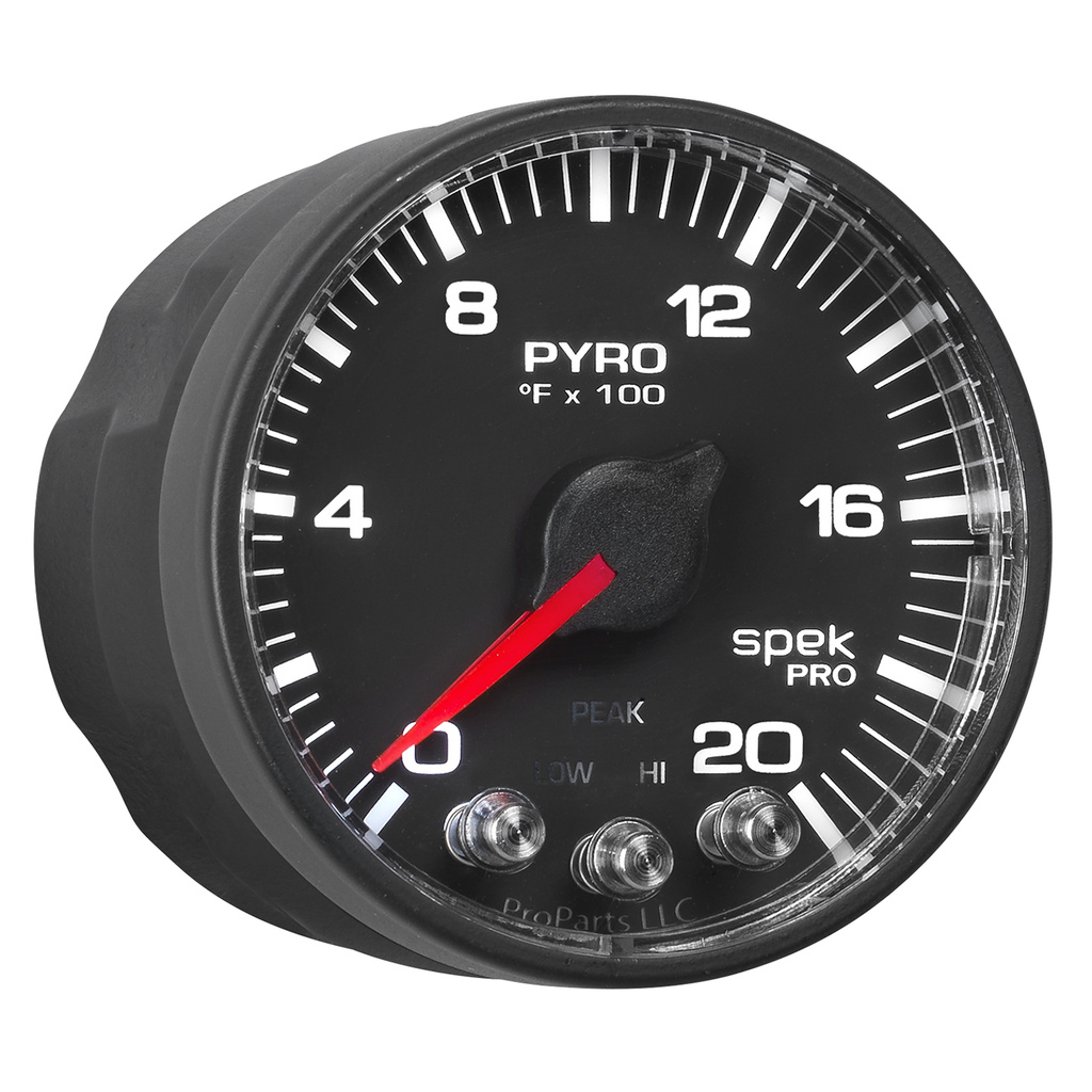 2-1/16" Pyrometer, 0-2000 °F, Spek-Pro, Black/Black