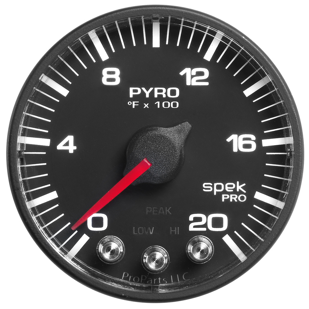 A-stolpesett, 0-35 Psi/2000 °F, 99-07 Ford Superduty, Spek-Pro, Black Dial, Black Bezel, Flat Antiglare Lens
