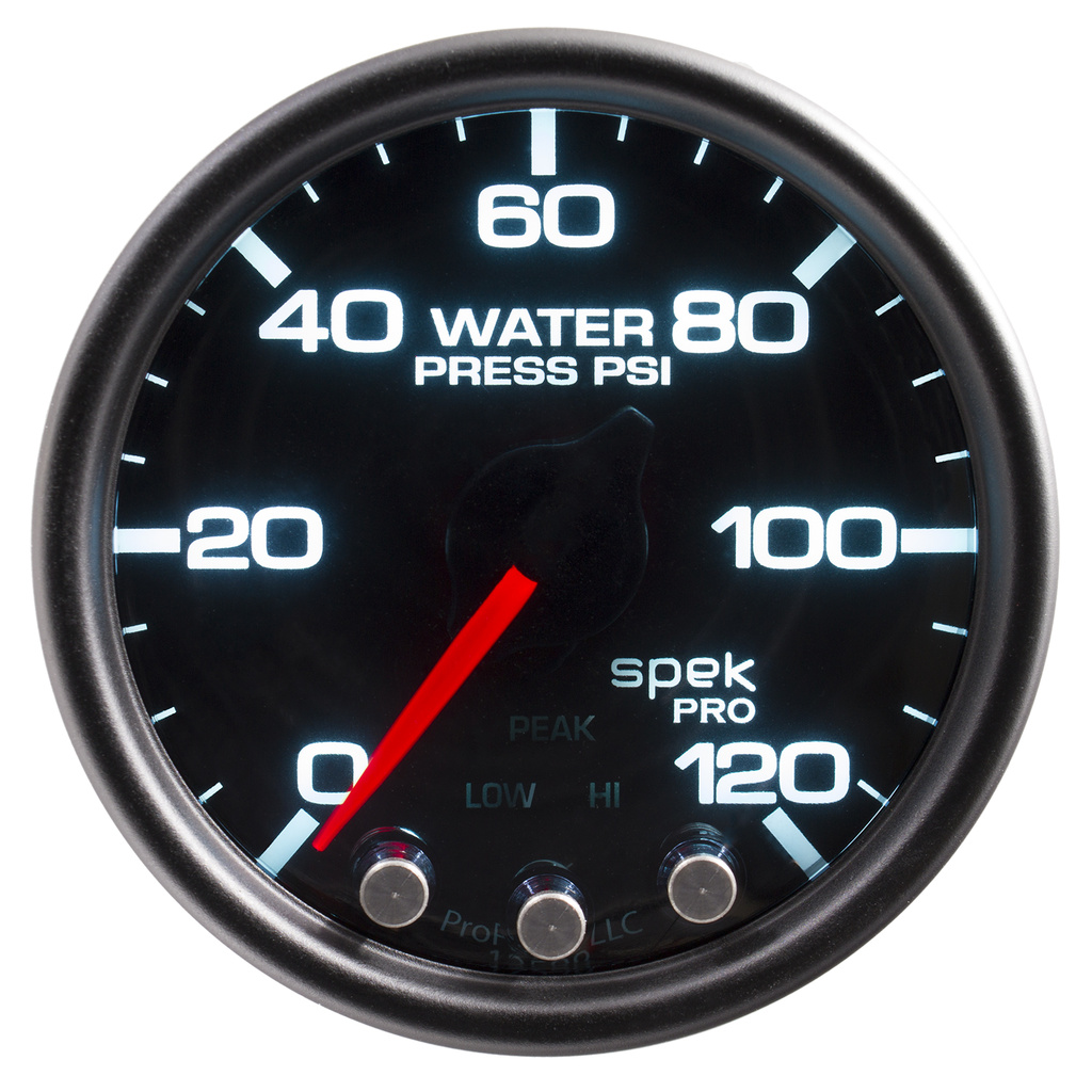 2-1/16" Water Trykk, 0-120 Psi, Spek-Pro, Black/Black