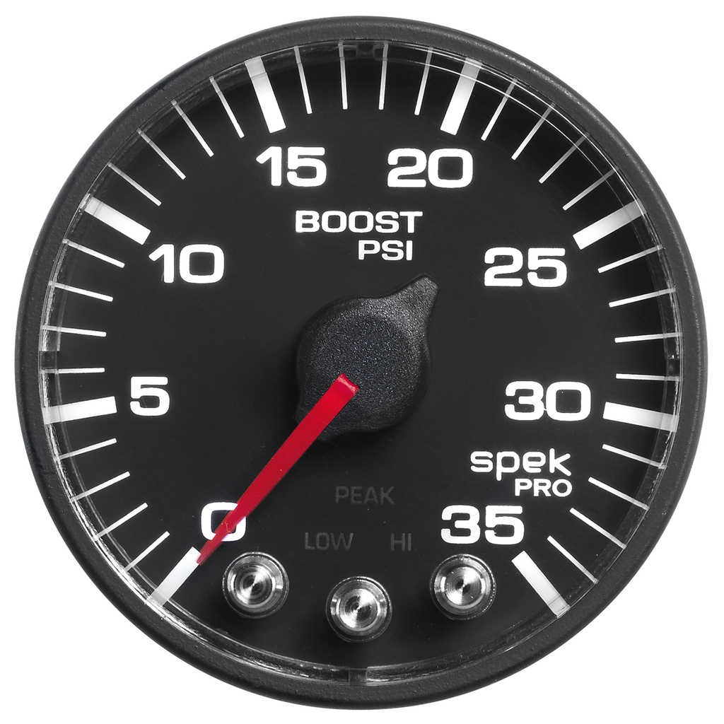 A-stolpesett, 0-35 Psi/2000 °F, 99-07 Ford Superduty, Spek-Pro, Black Dial, Black Bezel, Flat Antiglare Lens