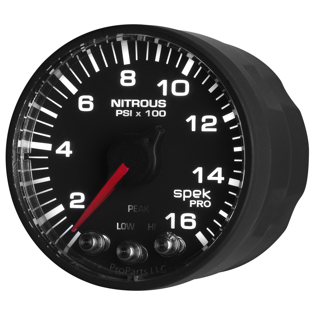 2-1/16" Nitrous Trykk, 0-1600 Psi, Spek-Pro, Black/Black