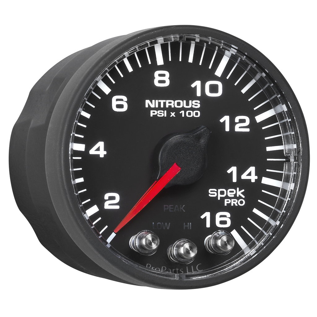 2-1/16" Nitrous Trykk, 0-1600 Psi, Spek-Pro, Black/Black