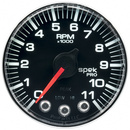 2-1/16" In-Dash Turteller, 0-11,000 Rpm, Spek-Pro, Black/Chrome